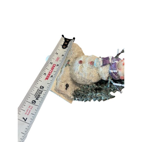 Vintage Snowman Christmas Stocking Holder Glittered Design Weighted Base - Picture 6 of 7